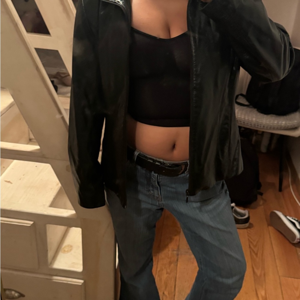 Wilsons Leather Black Leather Jacket Relaxed Fit